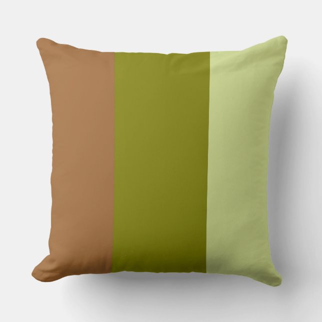 Almofada Faixas de Cor Três Tons Marrom Pistache Verde (Frente)
