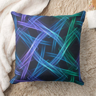 Almofada Faixas de Luz Neon Tecidas Design de Fusão Abstrat