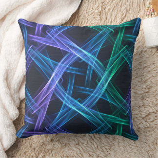 Almofada Faixas de Luz Neon Tecidas Design de Fusão Abstrat