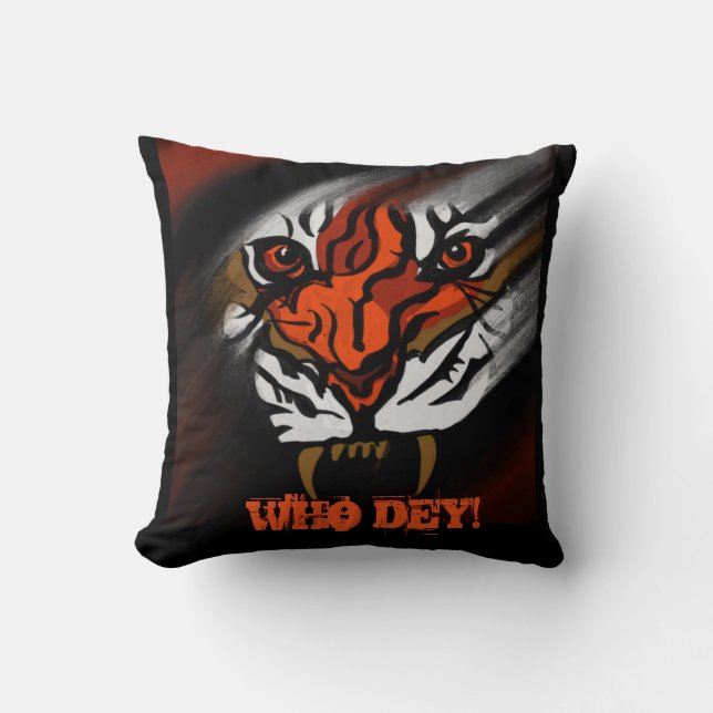 ALMOFADA FAIXAS LARANJAS E PRETAS (Frente)