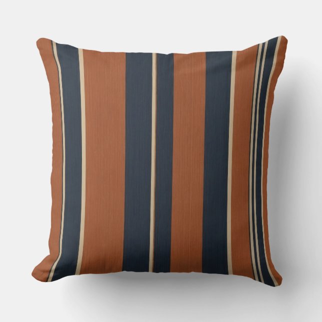 Almofada faixas texturizadas azuis e laranja (Frente)