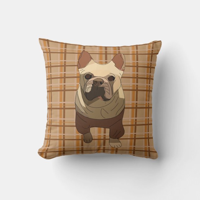 Almofada Fall Plaid French Bulldog (Frente)