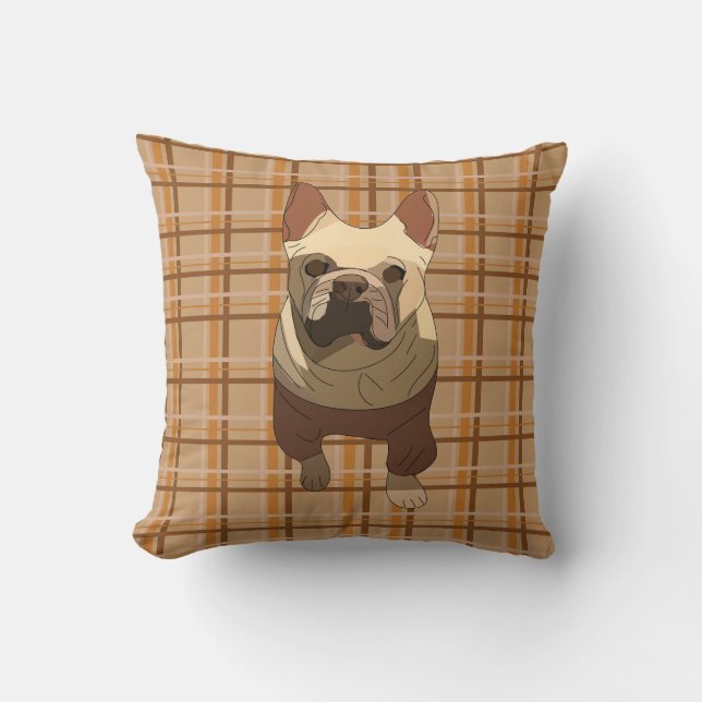 Almofada Fall Plaid French Bulldog (Frente)