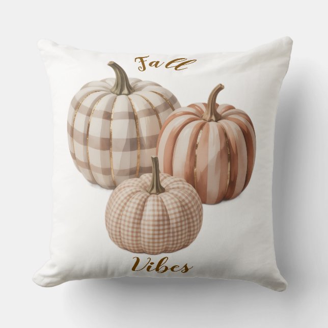 Almofada Fall vibes pumpkin Throw Pillow (Frente)