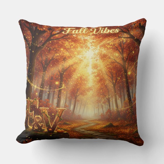 Almofada Fall Vibes Throw Pillow – Cozy Autumn Forest (Frente)
