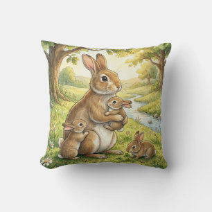 Almofada Família de Coelhos da Floresta para Crianças