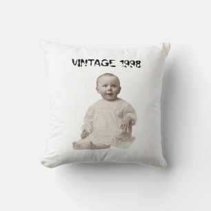 Almofada Família de Foto Personalizada de Aniversário Retro