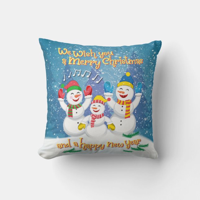 Almofada Família de Neve - Natal e Ano Novo (Frente)