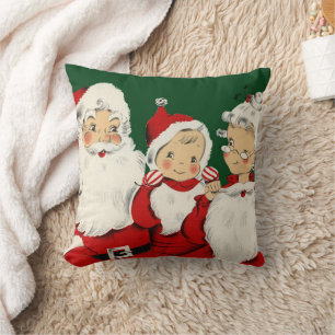 Almofada Família de Papai Noel Retro Meados do Século – Kit