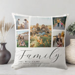 Almofada Família Elegante de Script de Colagem de Fotos Per<br><div class="desc">Crie seu próprio travesseiro de fotos personalizado,  simplesmente adicione suas fotos favoritas para um travesseiro decorativo personalizado da família.</div>