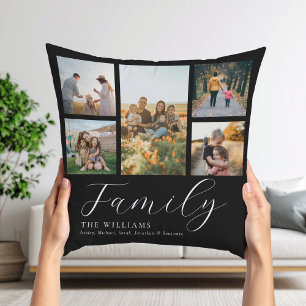 Almofada Família Elegante de Script de Colagem de Fotos Per