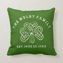 Almofada Família irlandesa Est do trevo artística. Data