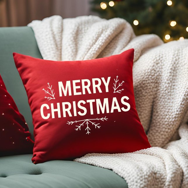 Almofada Família Moderna de Roteiros Vermelhos de Feliz Nat (Criador carregado)