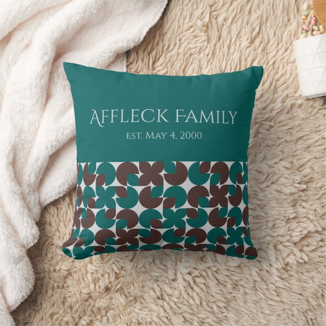 Almofada Família Personalizada Colorblock e castanha (Cobertor)