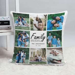 Almofada Family Quote Typography Modern Photo grid Collage