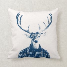Almofada Fanfarrão rústico do homem com os Antlers no azul