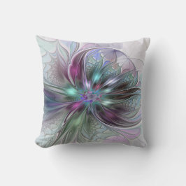 Almofada Fantasia Abstrata Colorida Moderna Floral Fractal
