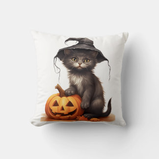 Almofada Fantasia de Halloween Abóbora com Gato Preto Fofo 