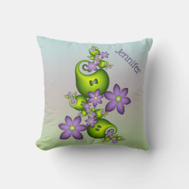 Almofada Fantasia Floral Flores Lilás Formas Nome