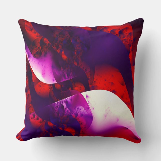 Almofada fantasia fractal violeta abstrato vermelha (Frente)