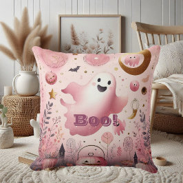 Almofada Fantasma Amigável Rosa Boo Abóbora de Halloween