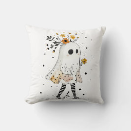 Almofada Fantasma Bonita com Girassóis no Dia das Bruxas