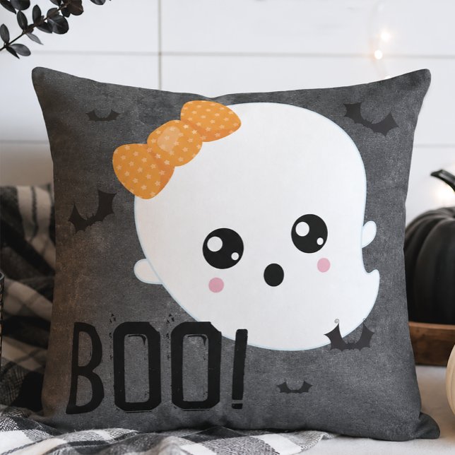 Almofada Fantasma Bonito Boo Halloween (Cute Ghost Halloween 
Decorative Pillow)
