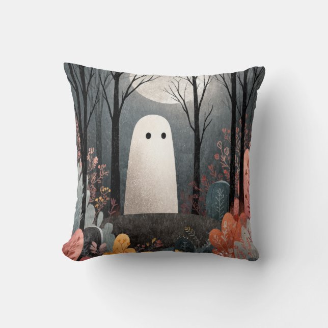 Almofada Fantasma Bonito do Halloween das Florestas Assombr (Frente)