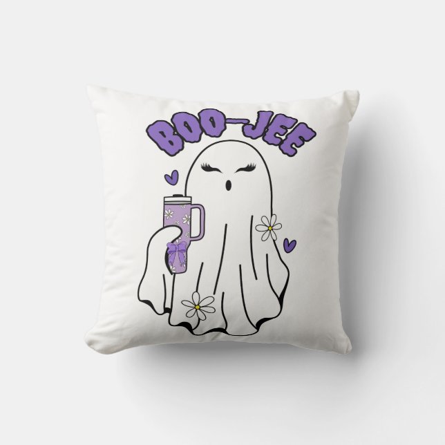 Almofada Fantasma de Boo-Jee Cute Halloween com 40oz Tumble (Frente)