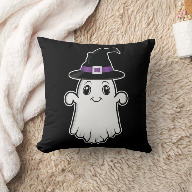 Almofada Fantasma de Desenho Animado Sorridente Com Chapéu  (Cobertor)