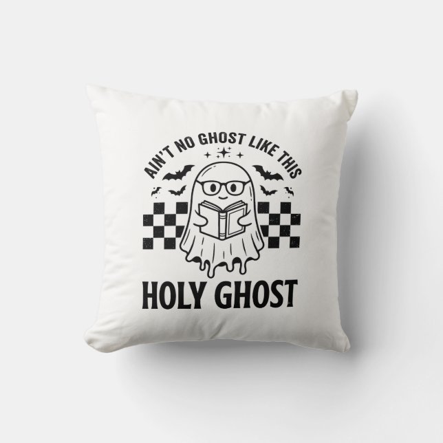 Almofada Fantasma de Halloween Espírito Santo Engraçado Vin (Frente)
