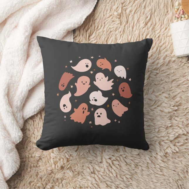 Almofada Fantasma de Halloween Fofo Laranja Rosa (Cobertor)