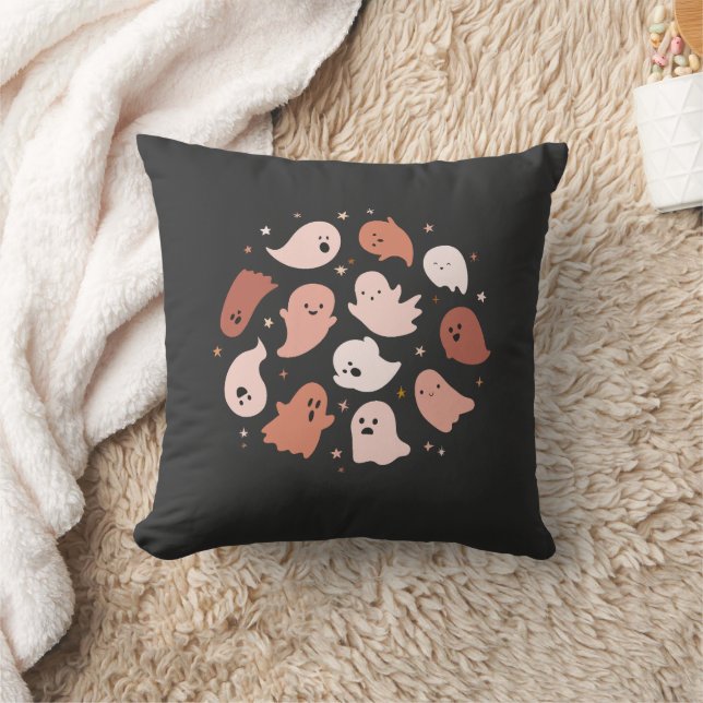 Almofada Fantasma de Halloween Fofo Laranja Rosa (Cobertor)