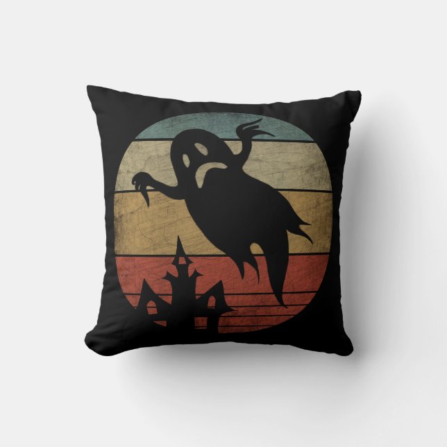 Almofada Fantasma de Halloween Vintage (Frente)