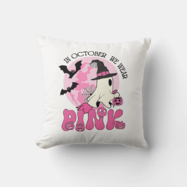 Almofada Fantasma do Halloween Em outubro Vestimos Rosa