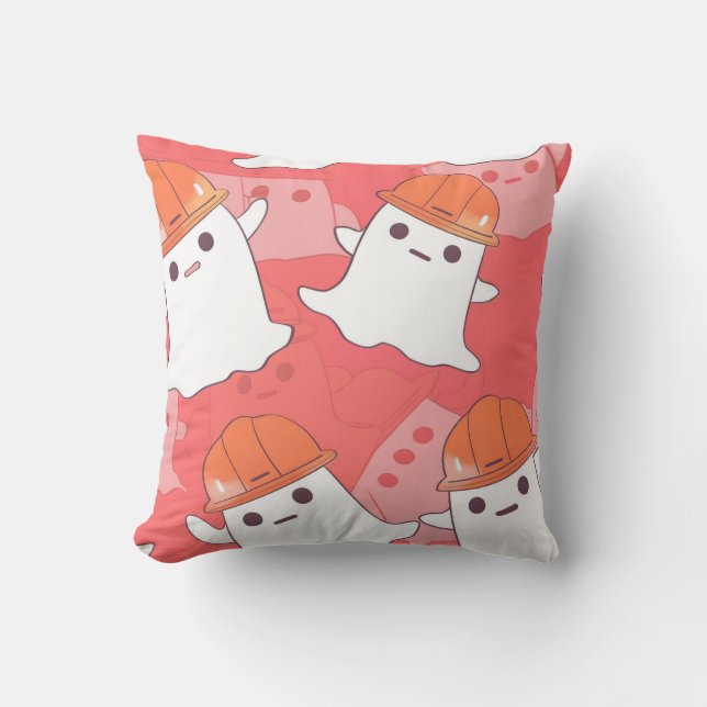 Almofada Fantasma do Trabalhador de Construção em Cubo (Frente)