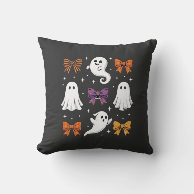 Almofada Fantasma Fofo com Laços Design de Halloween_1 (Frente)