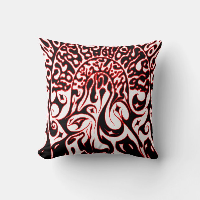 Almofada Fantasma Psicodélico - Preto Branco e Vermelho (Frente)