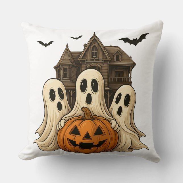 Almofada Fantasmagóricos Fantasmas de Halloween e Desenho d (Frente)
