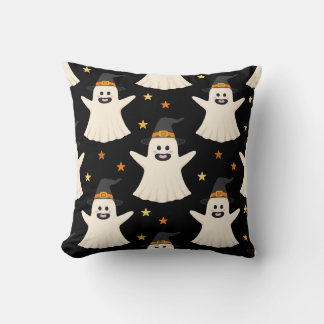 Almofada Fantasmas de Halloween em Chapéus de Bruxa Padrão