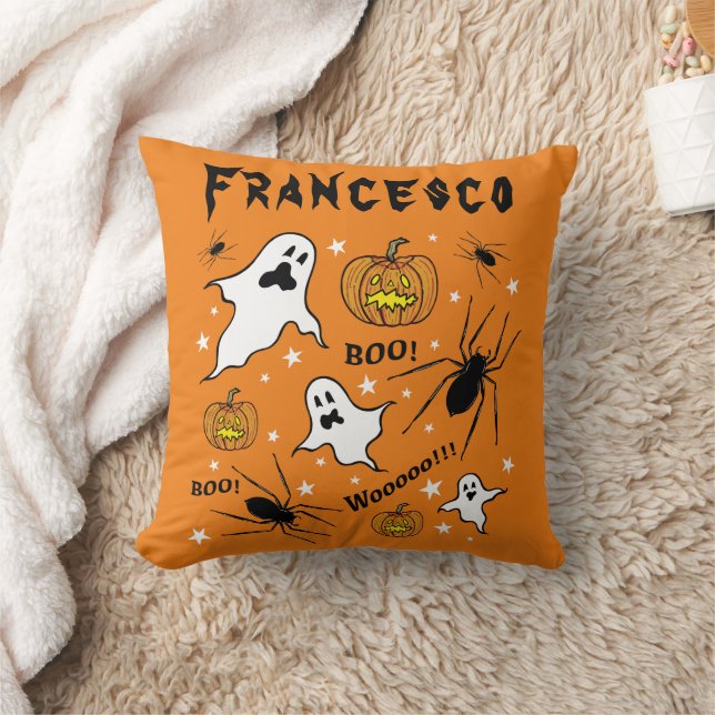 Almofada Fantasmas do Halloween, Pumpkins e aranha personal (Cobertor)
