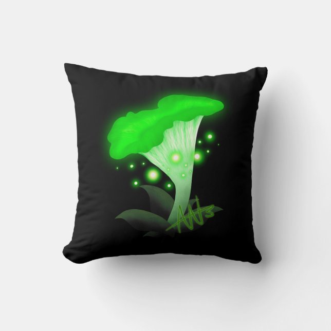 Almofada Fantasy Chanterelle Glossudo Cogumelo Verde (Frente)