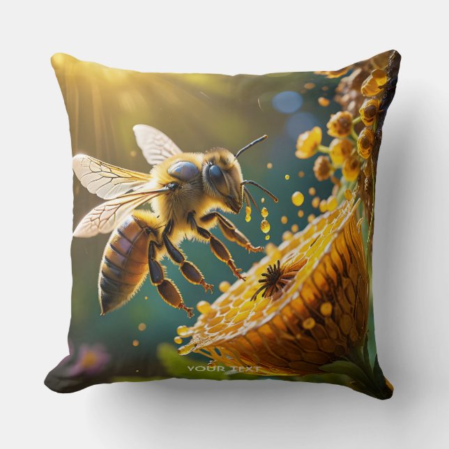 Almofada Fantasy Cute Bee Flowers Sun (Frente)