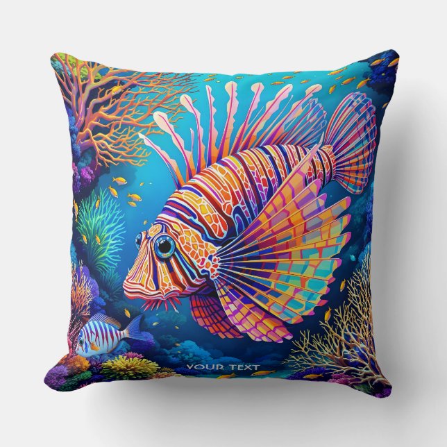 Almofada Fantasy Cute Lionfish Coral Reef (Frente)