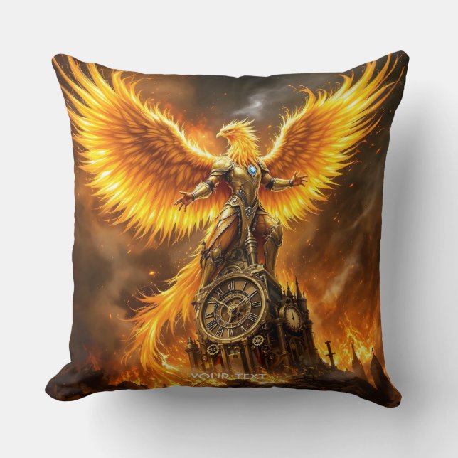 Almofada Fantasy Cute Steampunk Flames Phoenix (Frente)