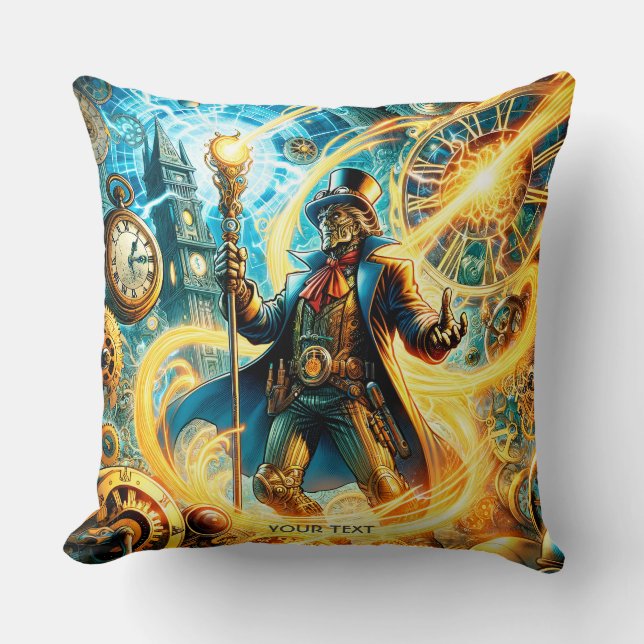 Almofada Fantasy Cute Steampunk Time Wizard (Frente)