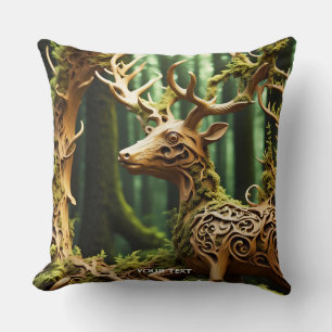 Almofada Fantasy Cute Wooden Carving Deer