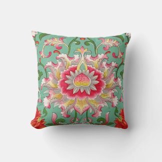 Almofada Fantasy Floral Oriental Chinoiserie em Verde