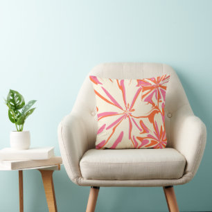 Almofada Fantasy Floral - Rosa, Laranja e Creme
