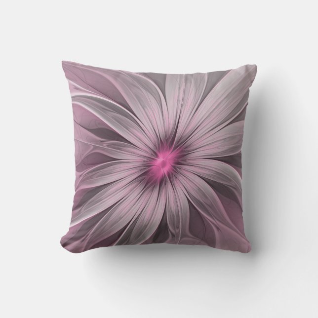 Almofada Fantasy Flower Abstrato Plum Floral Arte Fractal (Frente)